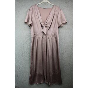 Baltic Born Satin Rose Gold Elastic Waist Midi Dress-XXL-Cut-Out-Lined